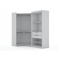Manhattan Comfort 110GMC1 Mulberry Open 2 Sectional Modern Corner Wardrobe Closet with 2 Drawers- Set of 2 in White